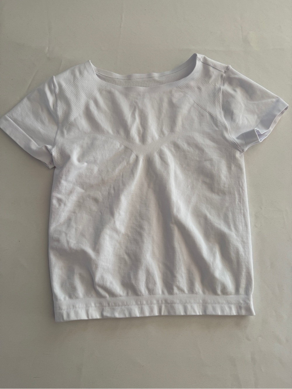 Adanola White Short Sleeve Tee with Subtle Seam Accent